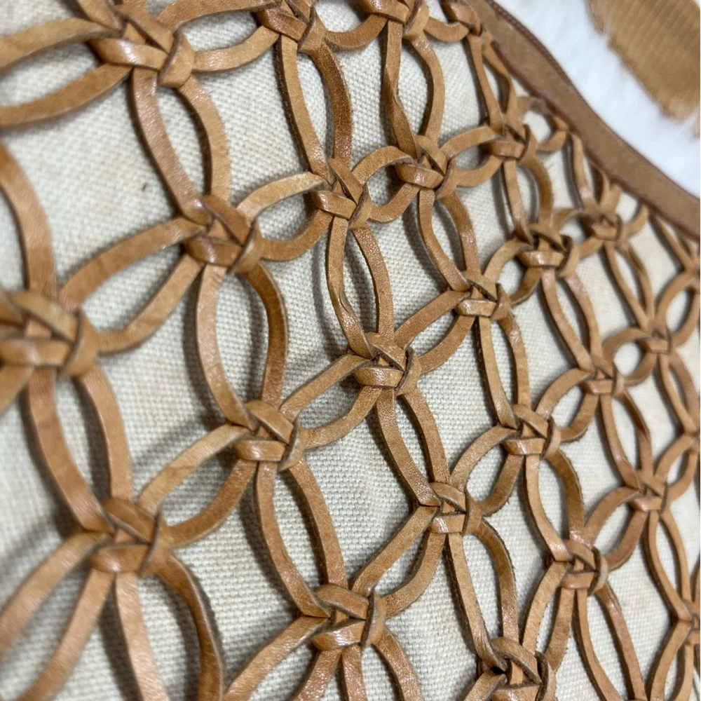 Macrame & Canvas Bone Leather Adjustable Nylon Strap, Boho Bag Leather - Picture 9 of 12